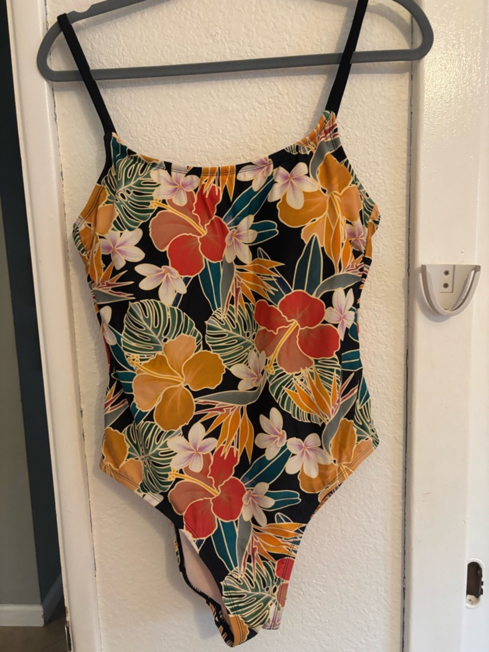 Hurley Black Floral One-Piece Swimsuit - Red, Yellow, Green